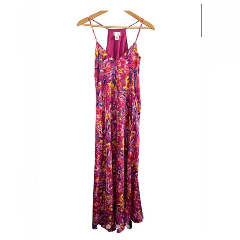 Nicole Miller Pink/Colorful Slip Maxi Dress